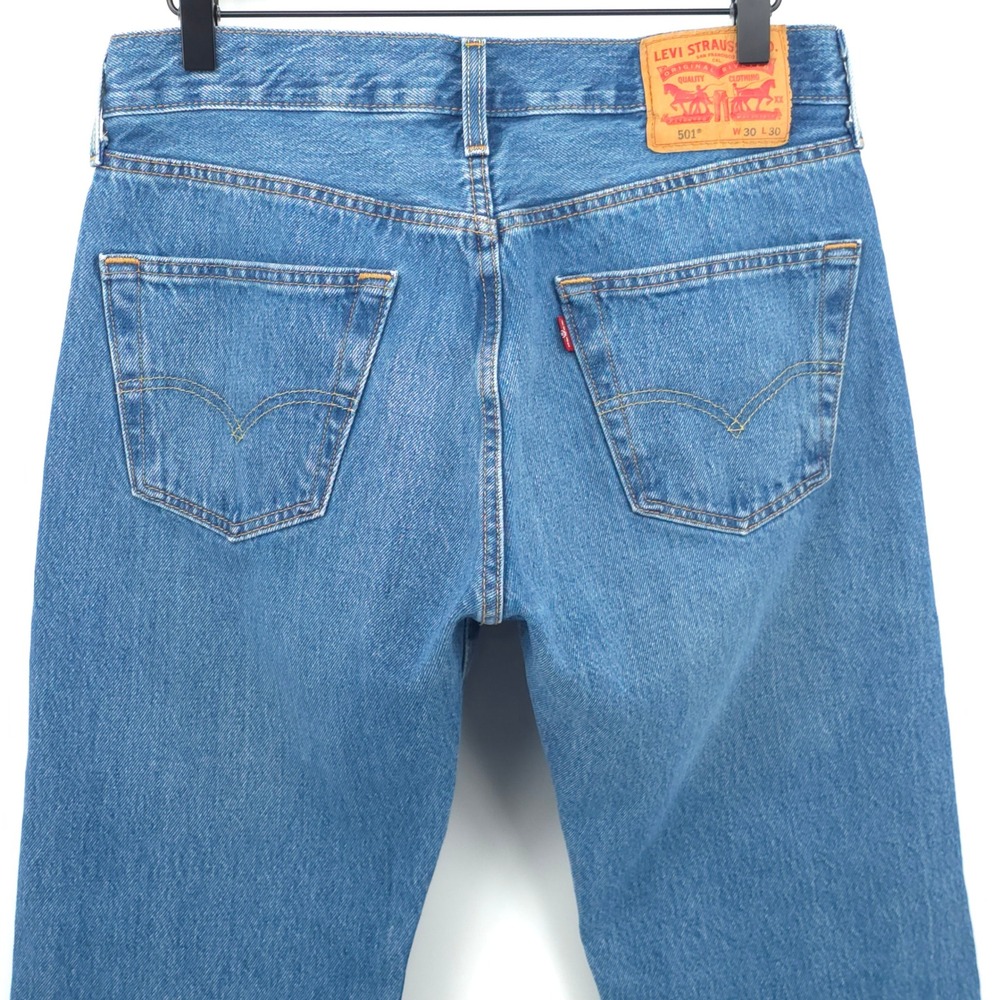 Levi's Mens Jeans 501 Original Fit 30x30 Blue Medium Wash Denim Classic Straight - Picture 4 of 12